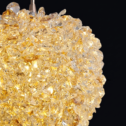 Crystal ball pendant light - macro close-up of the faceted crystal bead shade