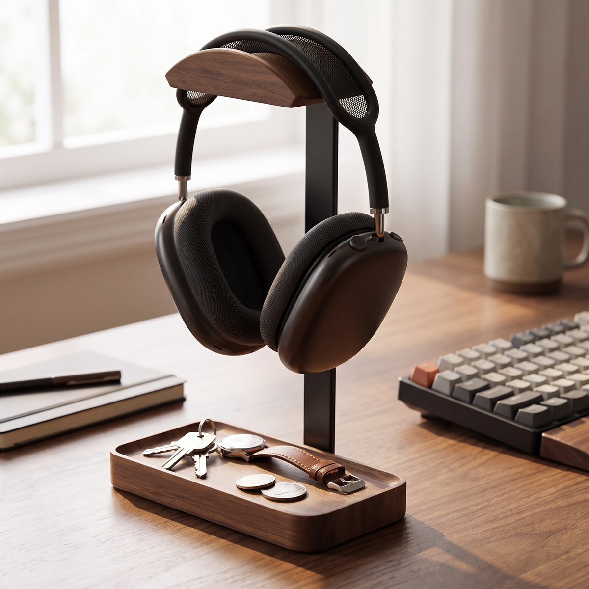 Walnut headphone stand hs-1pc