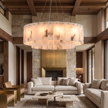 Marble & Brass Ring Chandelier - Round 120cm