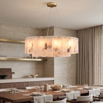 Marble & Brass Ring Chandelier - Round 100cm