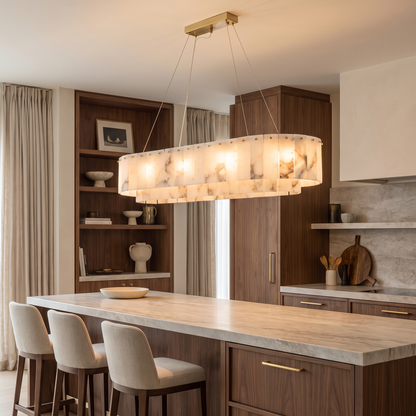 Marble & Brass Ring Chandelier - Linear 150cm