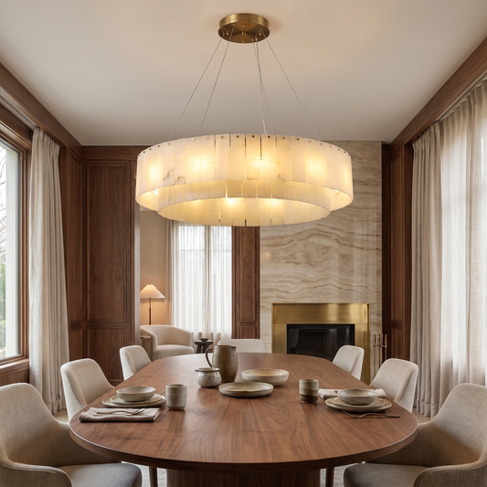 Marble & Brass Ring Chandelier - Scene display