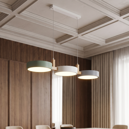 Nordic Wood 3 Head Pendant Light - view from below
