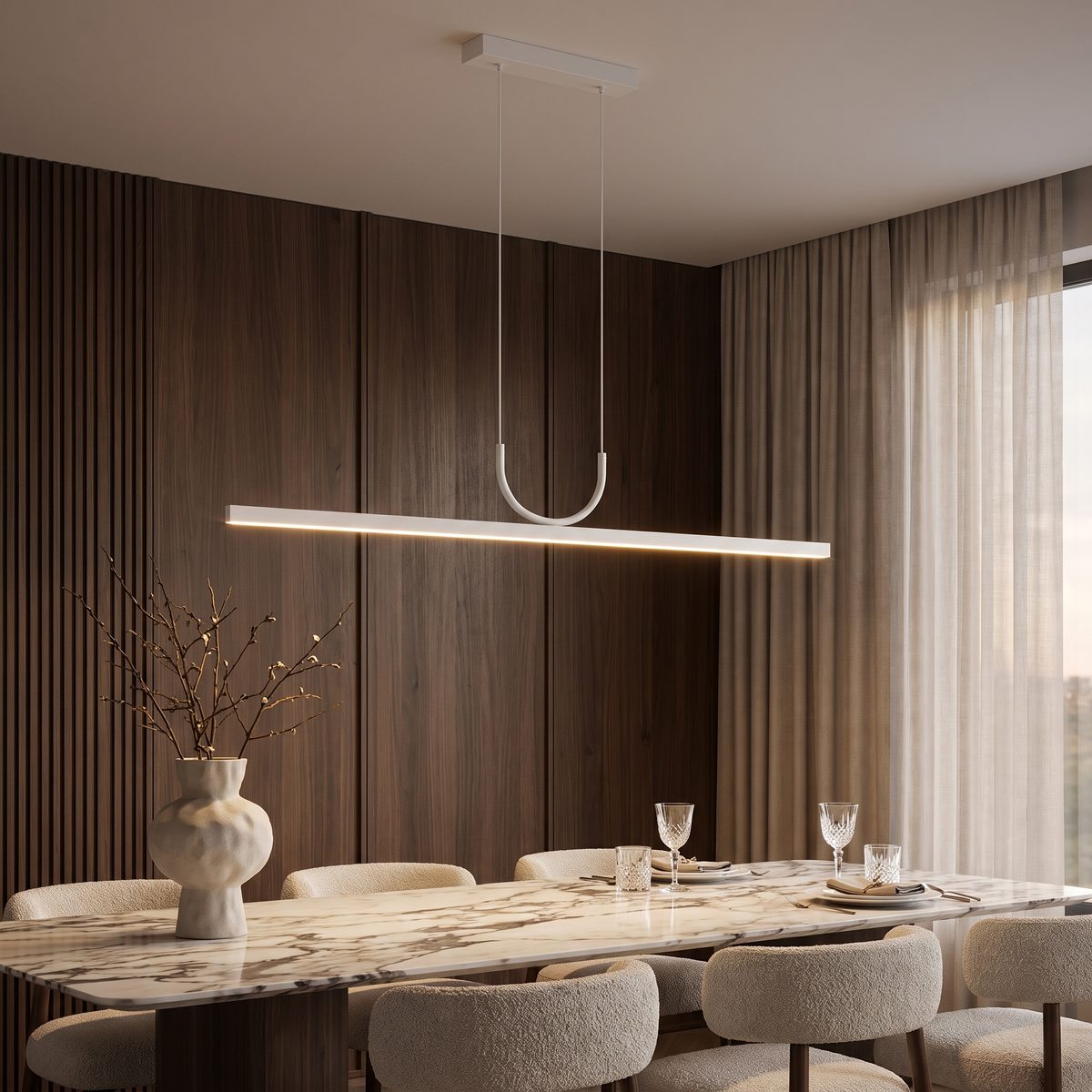 One-Line LED Strip Pendant Light - White
