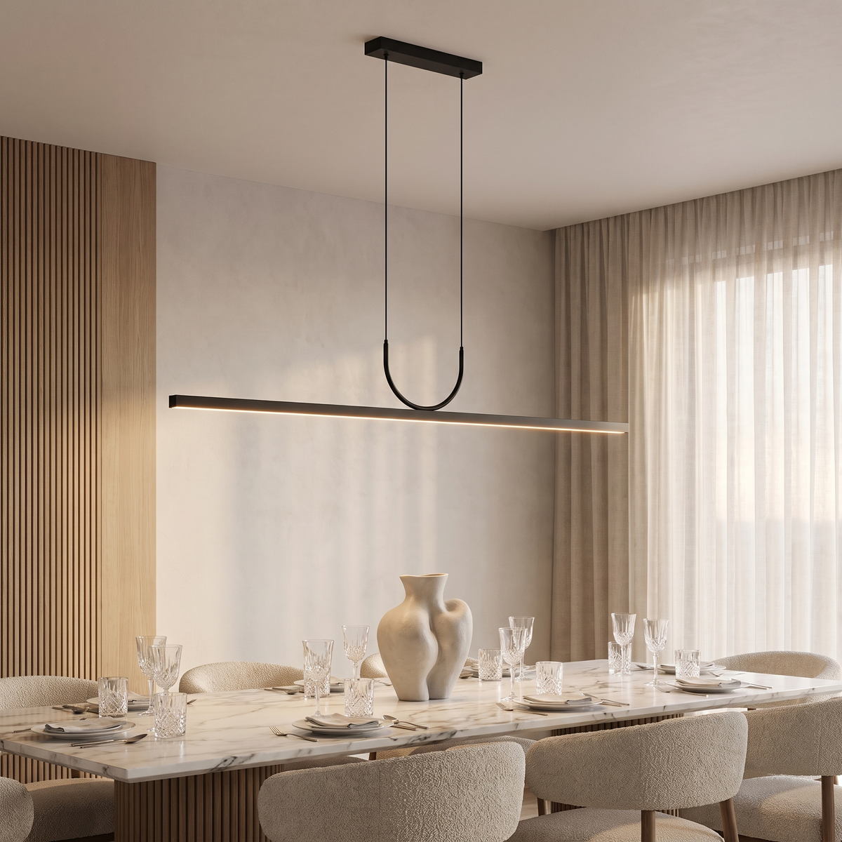 One-Line LED Strip Pendant Light - Black