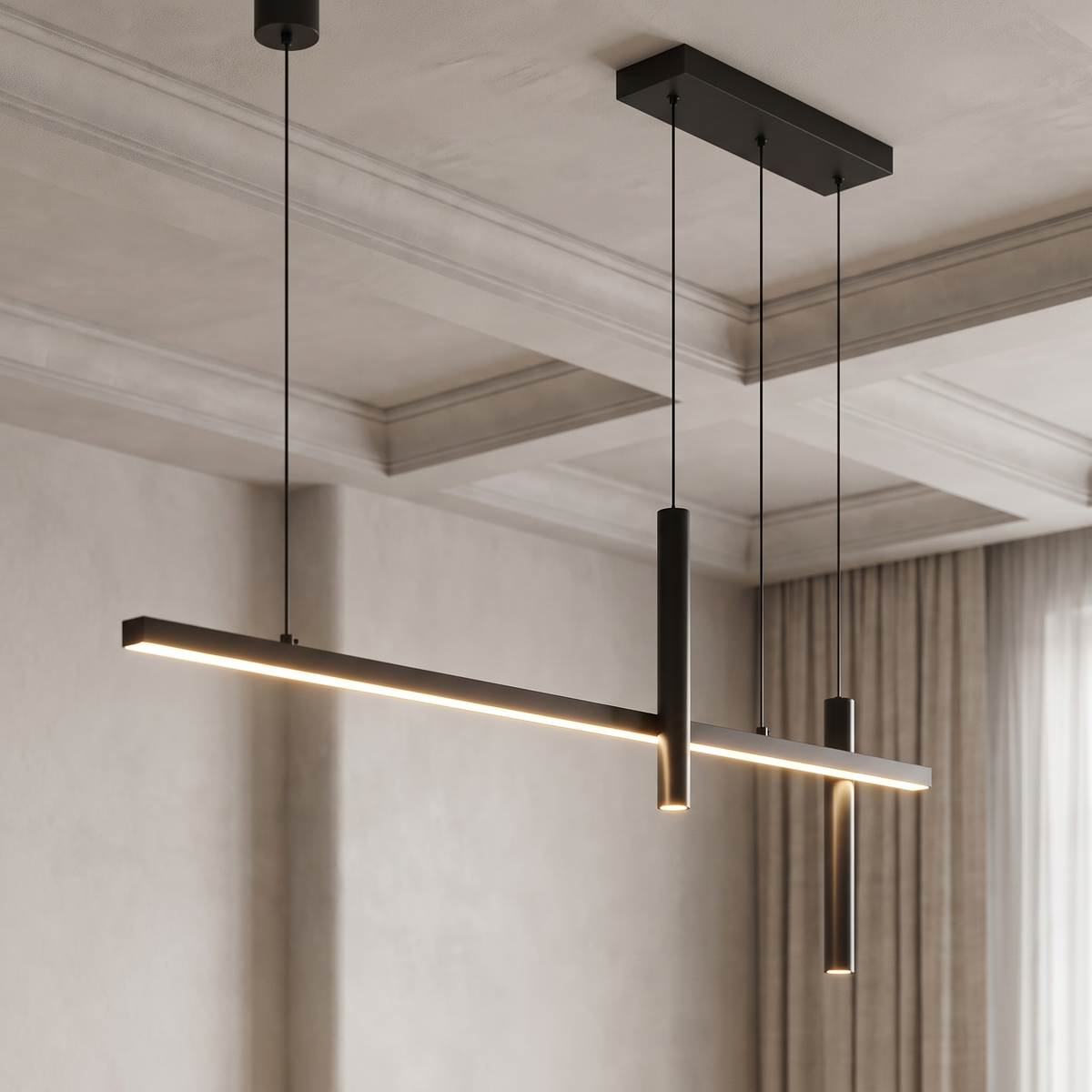 Nordic Cross Bar LED Pendant Light - side angle