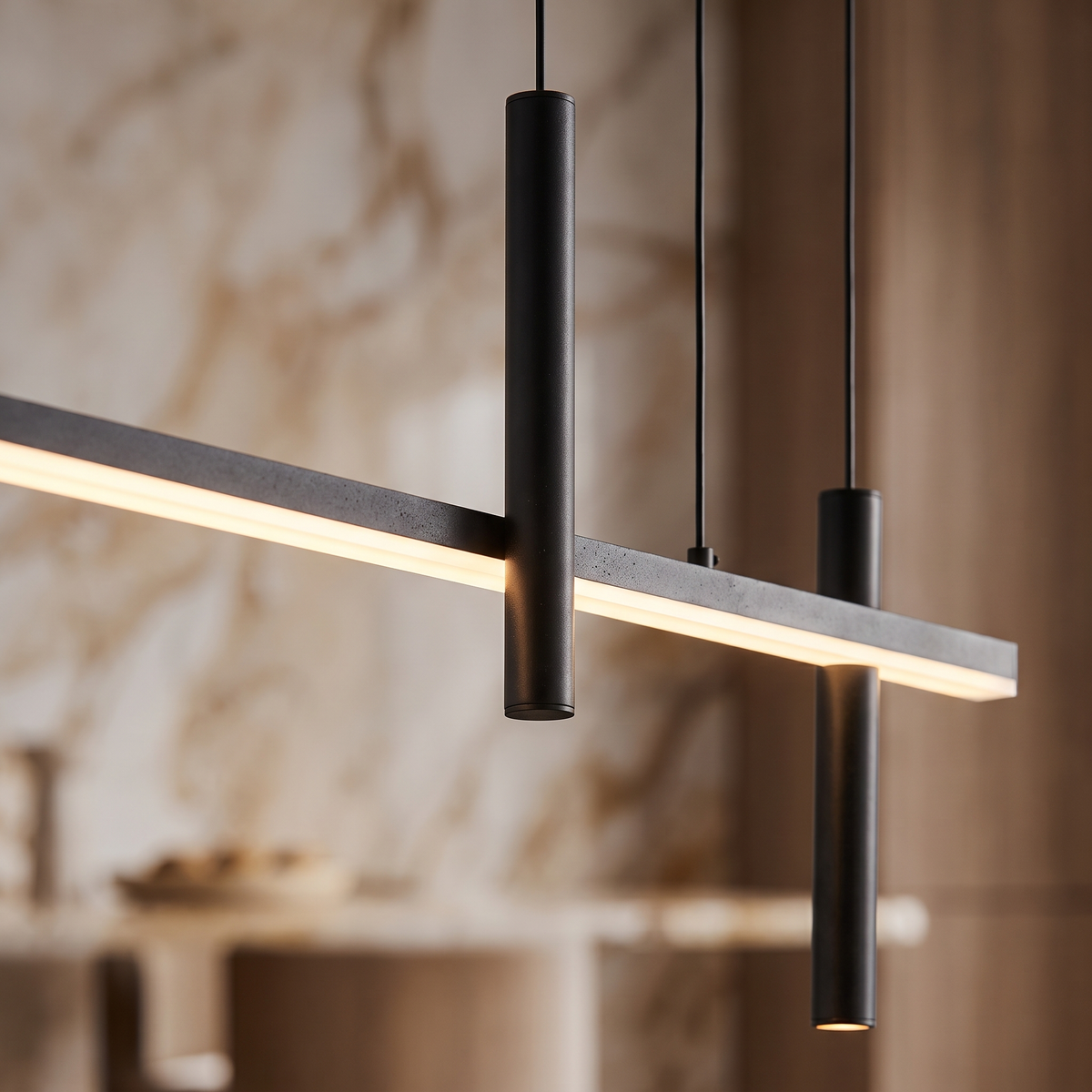 Nordic Cross Bar LED Pendant Light - detail close-up