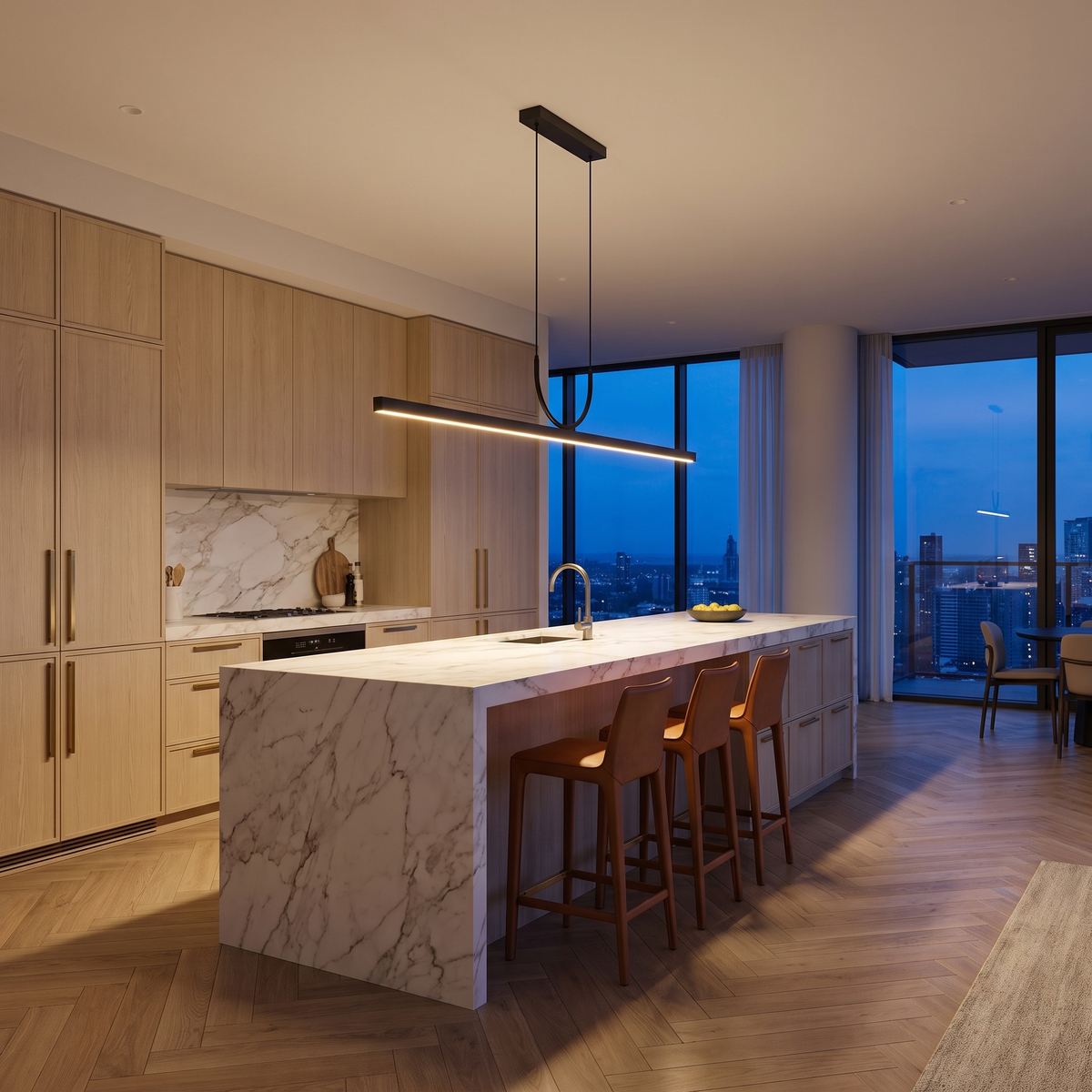 One-Line LED Strip Pendant Light - over kitchen island