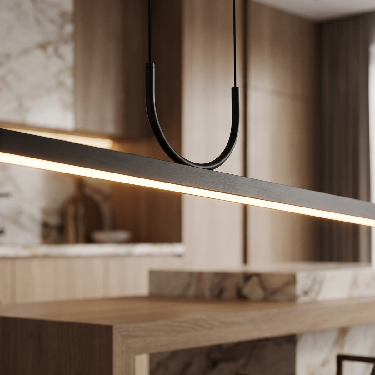 One-Line LED Strip Pendant Light - detail close-up