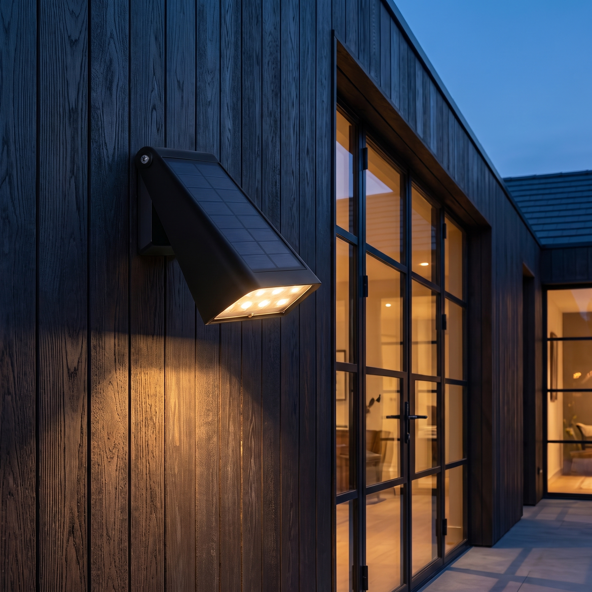 Modern Outdoor Wall Light Solar Powered Adjustable LED Black - luxury home exterior