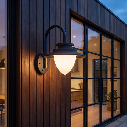 Modern Outdoor Wall Light Waterproof Metal Glass LED Fixture Pine Cone - luxury home exterior