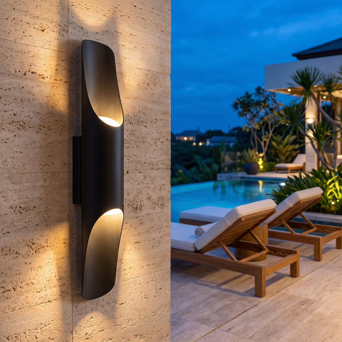 Contemporary Wall Light Outdoor Wall Sconce Matte Black Metal - luxury home exterior