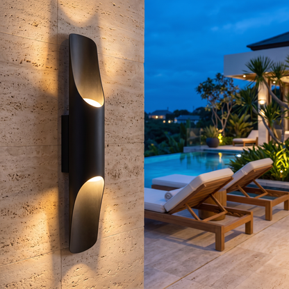 Contemporary Wall Light Outdoor Wall Sconce Matte Black Metal - luxury home exterior