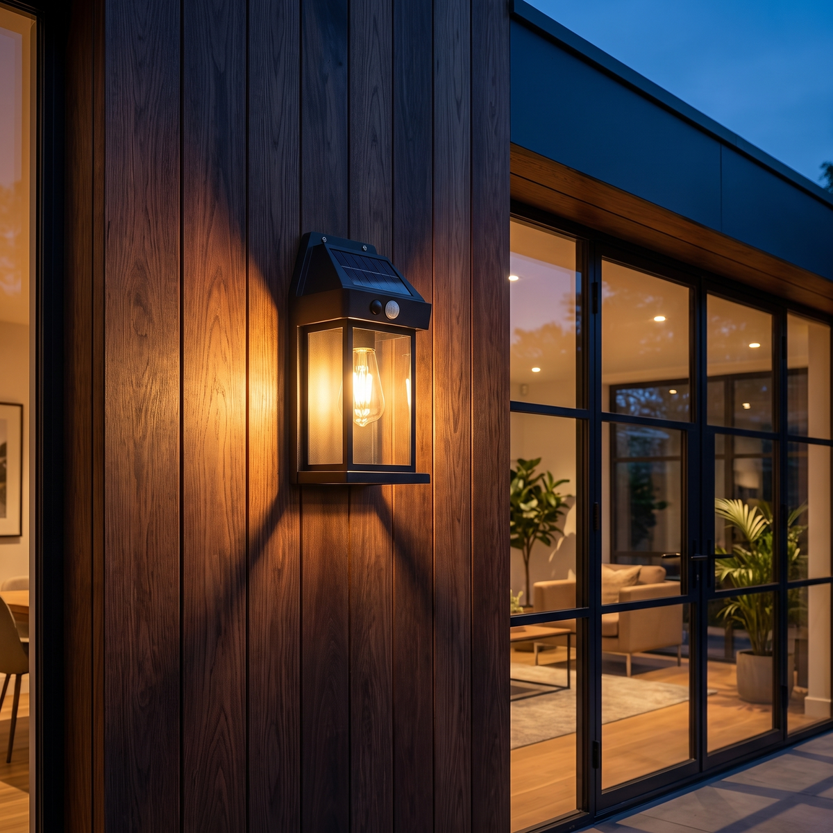 Solar Outdoor Wall Light Motion Sensor Waterproof ABS Fixture - luxury home exterior