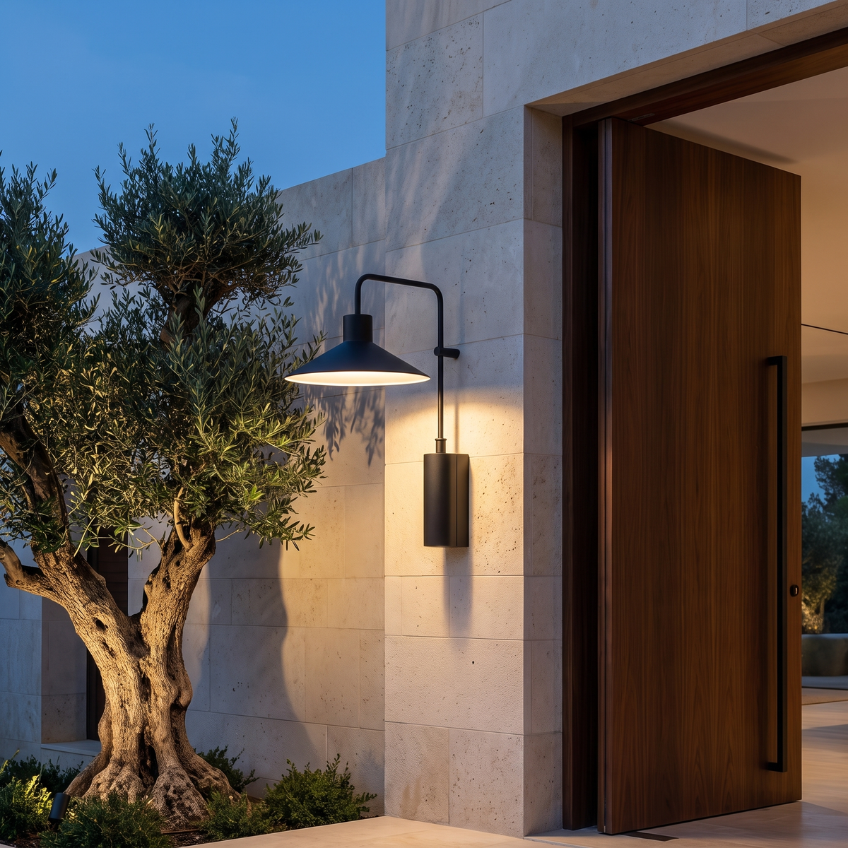 Modern Outdoor Wall Light Waterproof Metal Adjustable LED Wide Cone - luxury home exterior