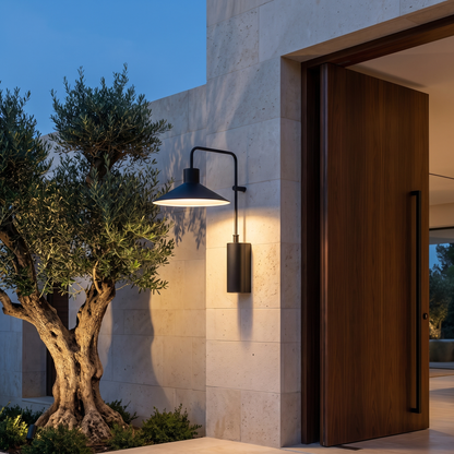 Modern Outdoor Wall Light Waterproof Metal Adjustable LED Wide Cone - luxury home exterior