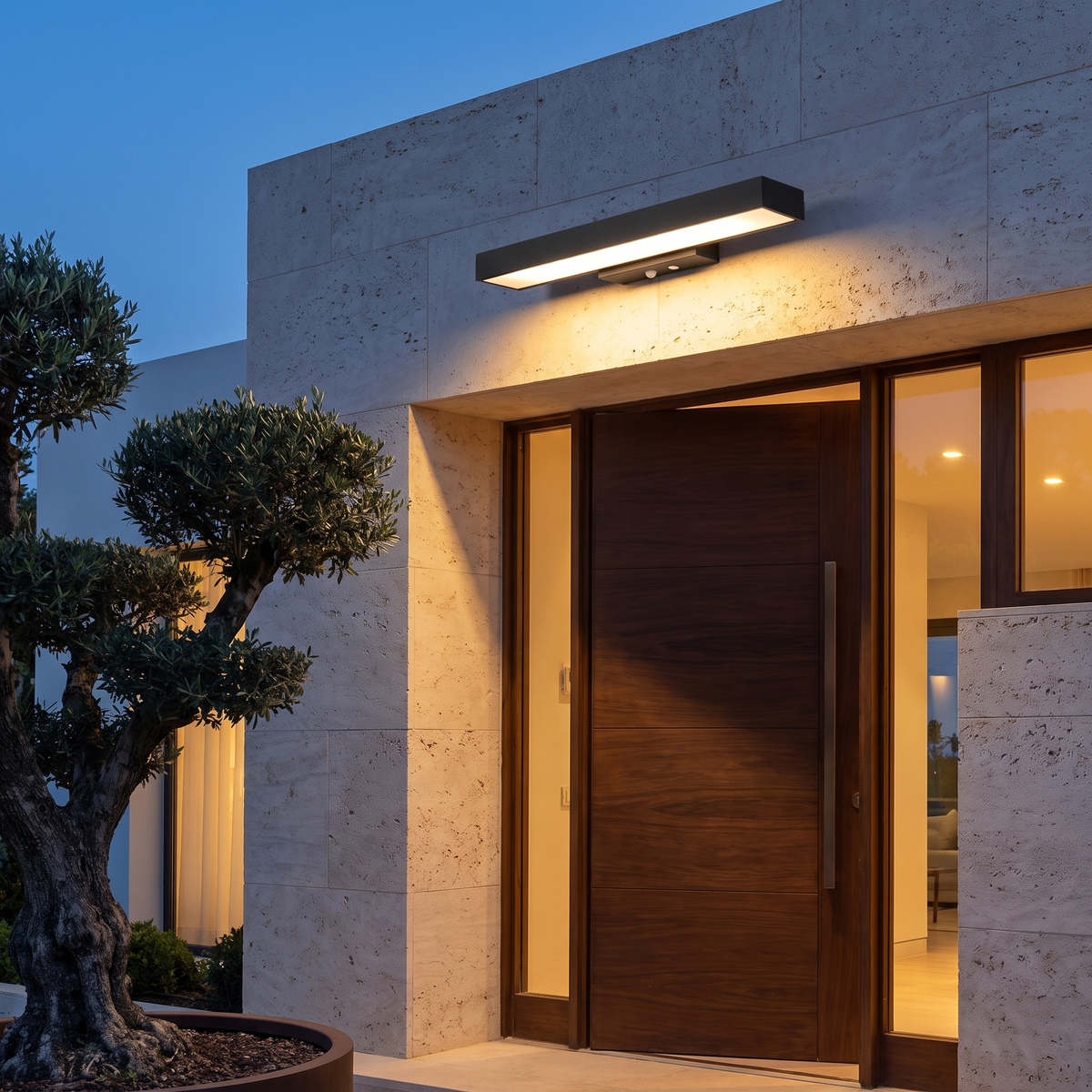 Modern Outdoor Wall Light LED Motion Sensor Wall Mounted Black - luxury home exterior