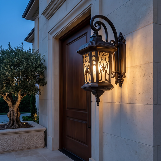 Vintage Outdoor Wall Light Waterproof Die-Cast Aluminum Glass LED - luxury home exterior