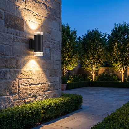 Modern Black Outdoor Wall Light Up Down Fixture Die-Cast Aluminum LED - luxury home exterior