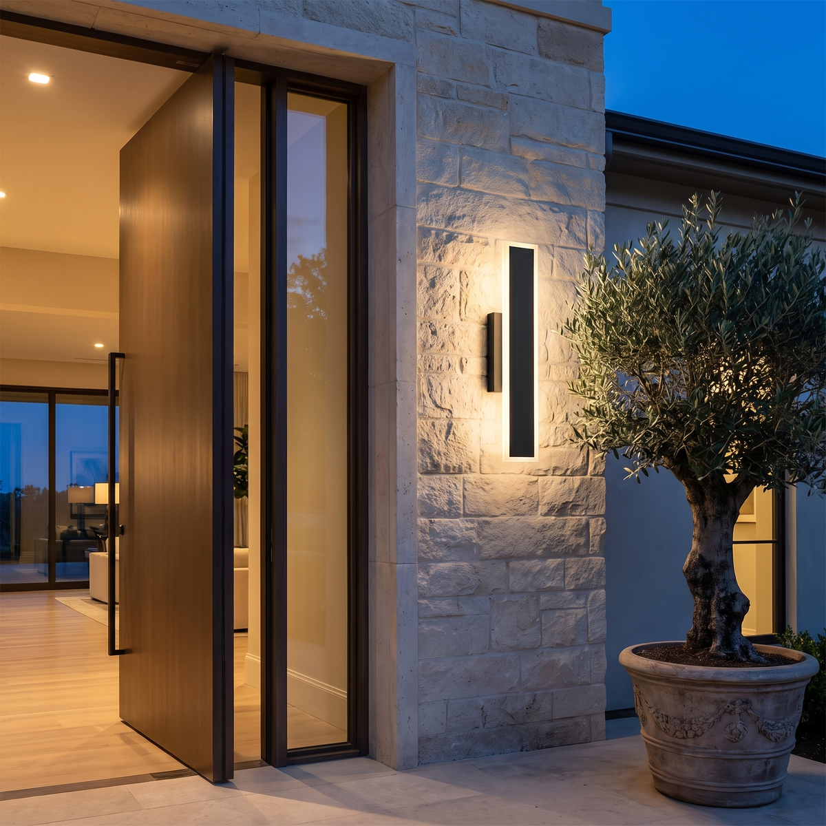 Black Modern Outdoor Wall Light Linear Design Wall Mounted Iron LED - luxury home exterior