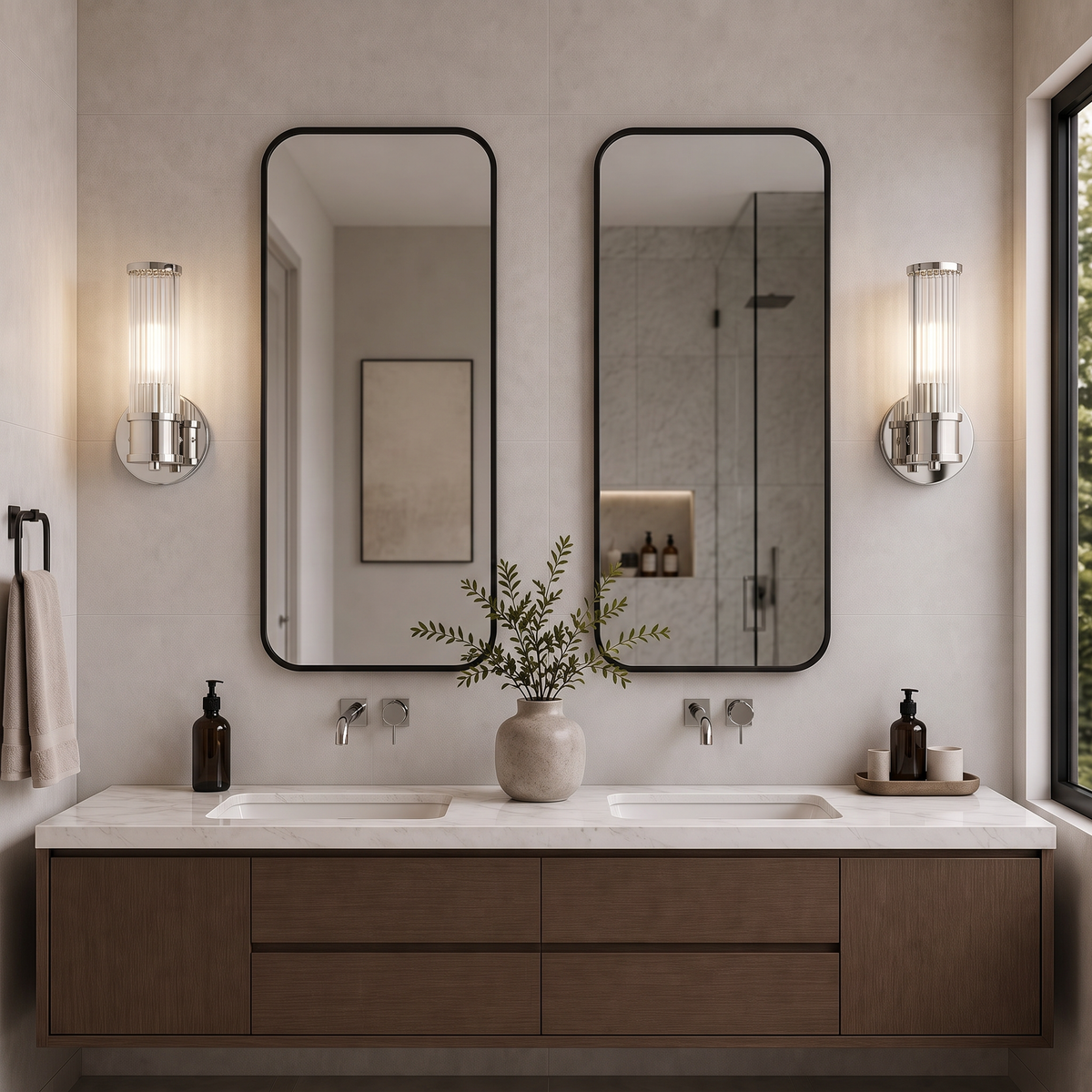 Iron Chrome Wall Sconce - Chrome 1-Light double vanity