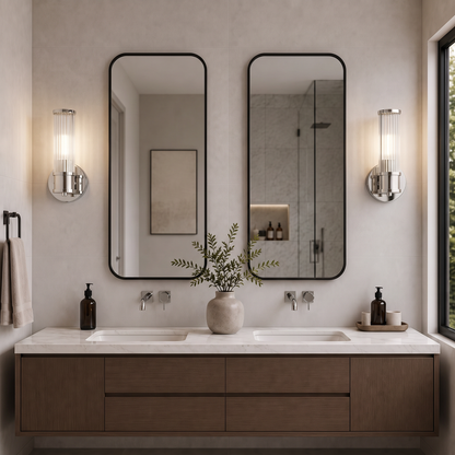 Iron Chrome Wall Sconce - Chrome 1-Light double vanity