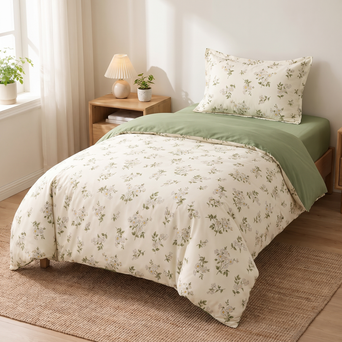 Vintage Floral Bedding Set Duvet Cover and Flat Sheet Polyester for Cottagecore Aesthetic - Single