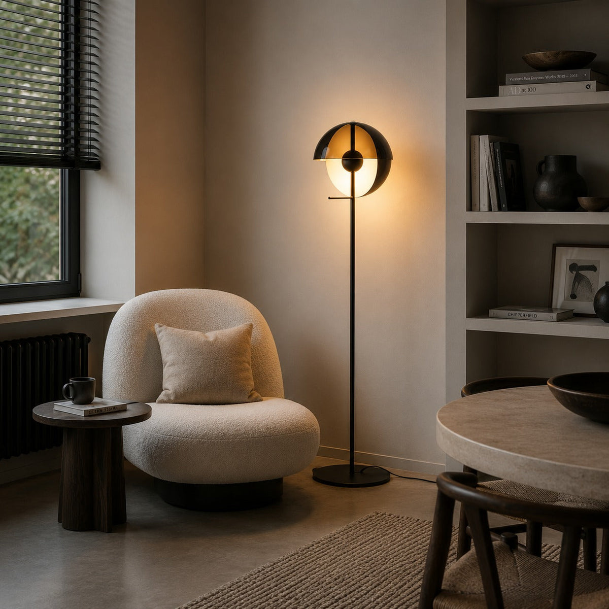 Iron & Acrylic Floor Lamp Adjustable Shade Dimmable LED