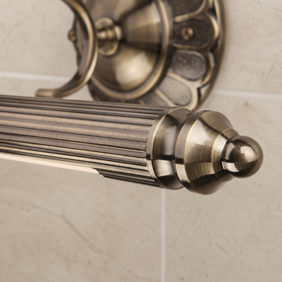 Retro Bronze Cylinder LED Vanity Light 70cm & 90cm Floral Wallplate