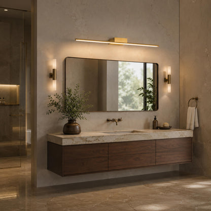 Brushed Brass Slim Cylinder LED Vanity Light 40–80cm 4000K