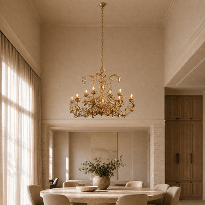 Luxury Crystal Leaf Round Chandelier