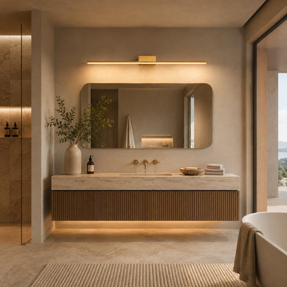 Brushed Brass Slim Cylinder LED Vanity Light 40–80cm 4000K