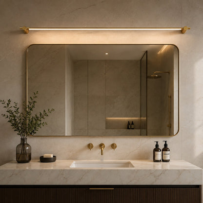 Brass Linear LED Vanity Light 90cm & 120cm Warm White Acrylic Diffuser