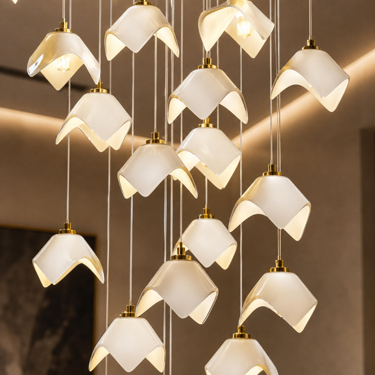 Gold Metal Chandelier Ceiling Light Adjustable LED