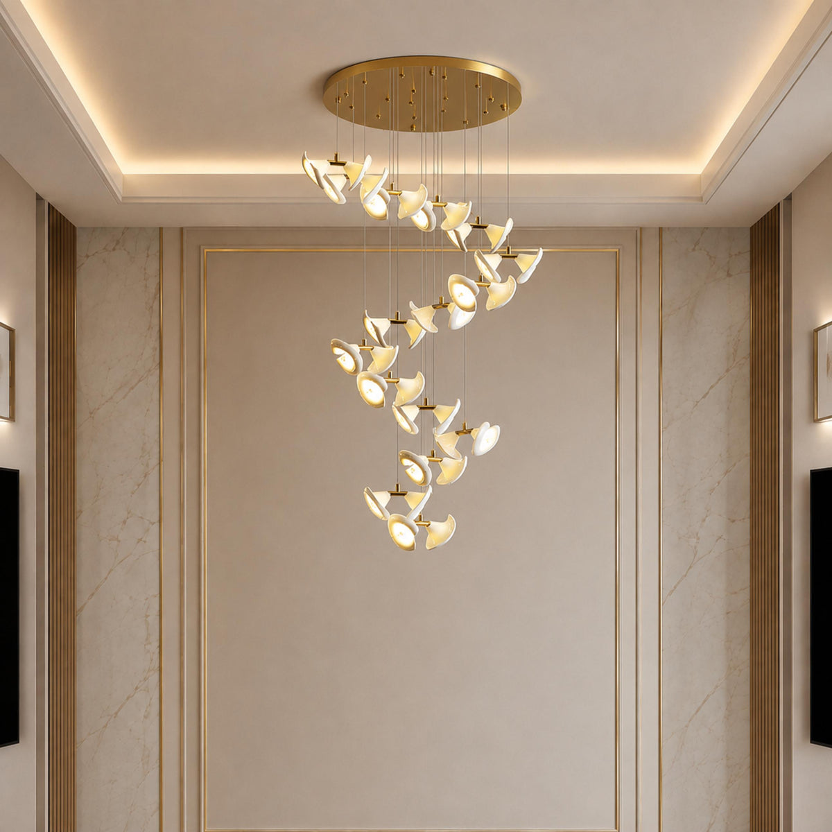Double Horn Iron Chandelier Ceiling Light LED
