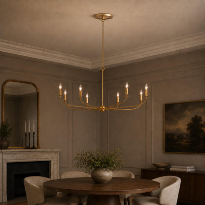Large Antique Gold Leaf Round Chandelier