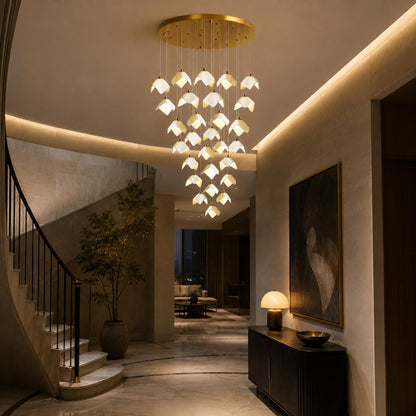 Gold Metal Chandelier Ceiling Light Adjustable LED
