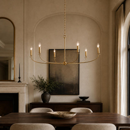 Large Antique Gold Leaf Round Chandelier