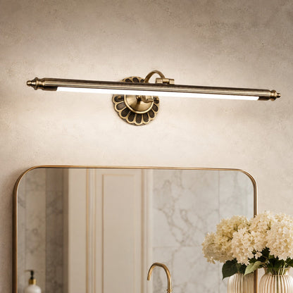 Retro Bronze Cylinder LED Vanity Light 70cm & 90cm Floral Wallplate
