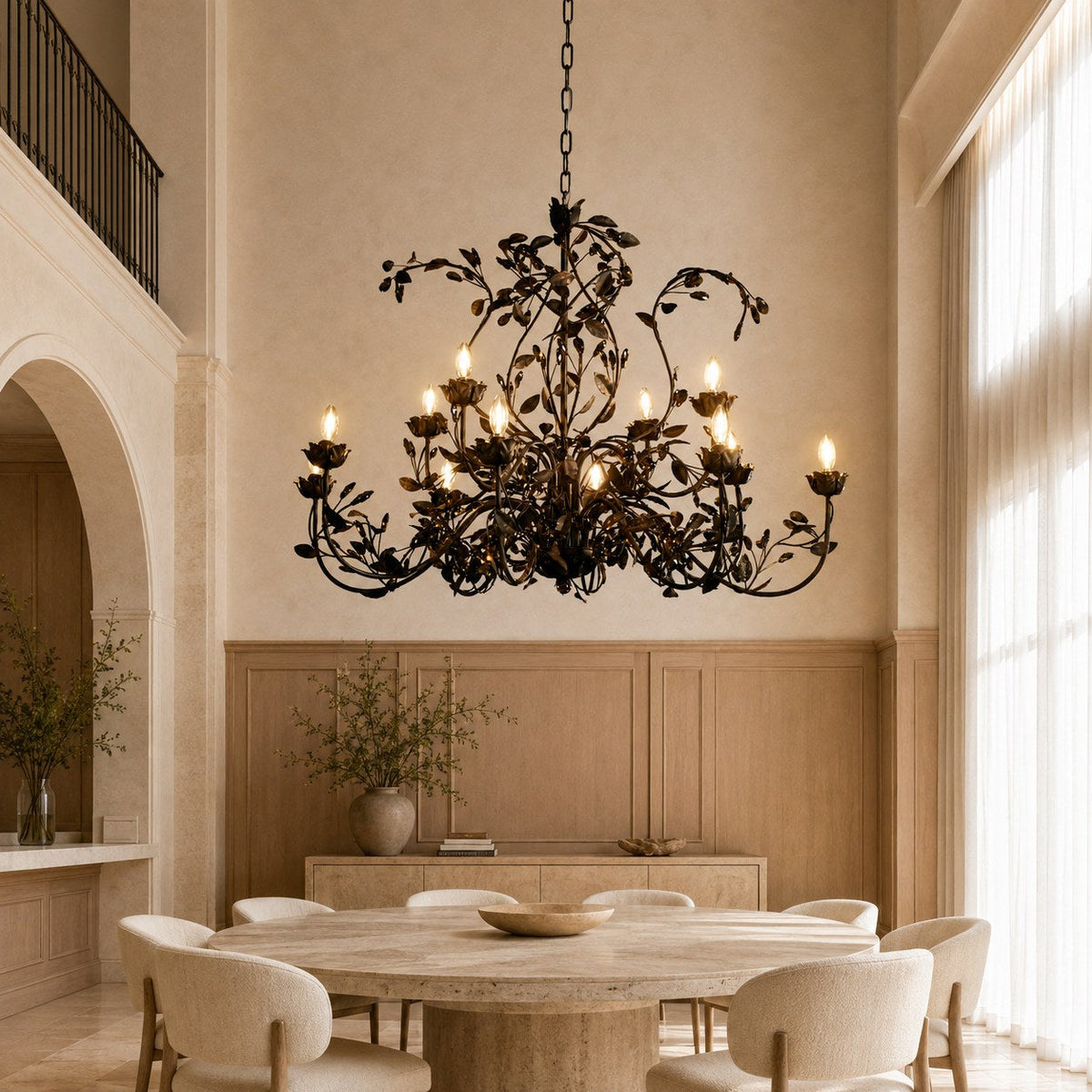 Luxury Crystal Leaf Round Chandelier