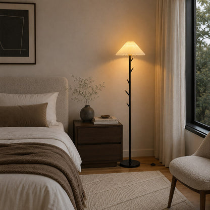 Coat Rack Floor Lamp Black Iron Adjustable LED Light