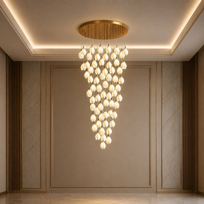 Ceramic Petal Chandelier Gold 7-64 Light LED