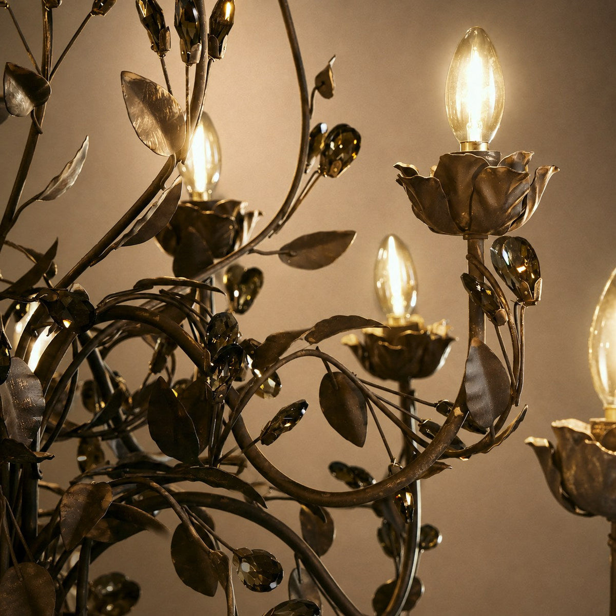 Luxury Crystal Leaf Round Chandelier