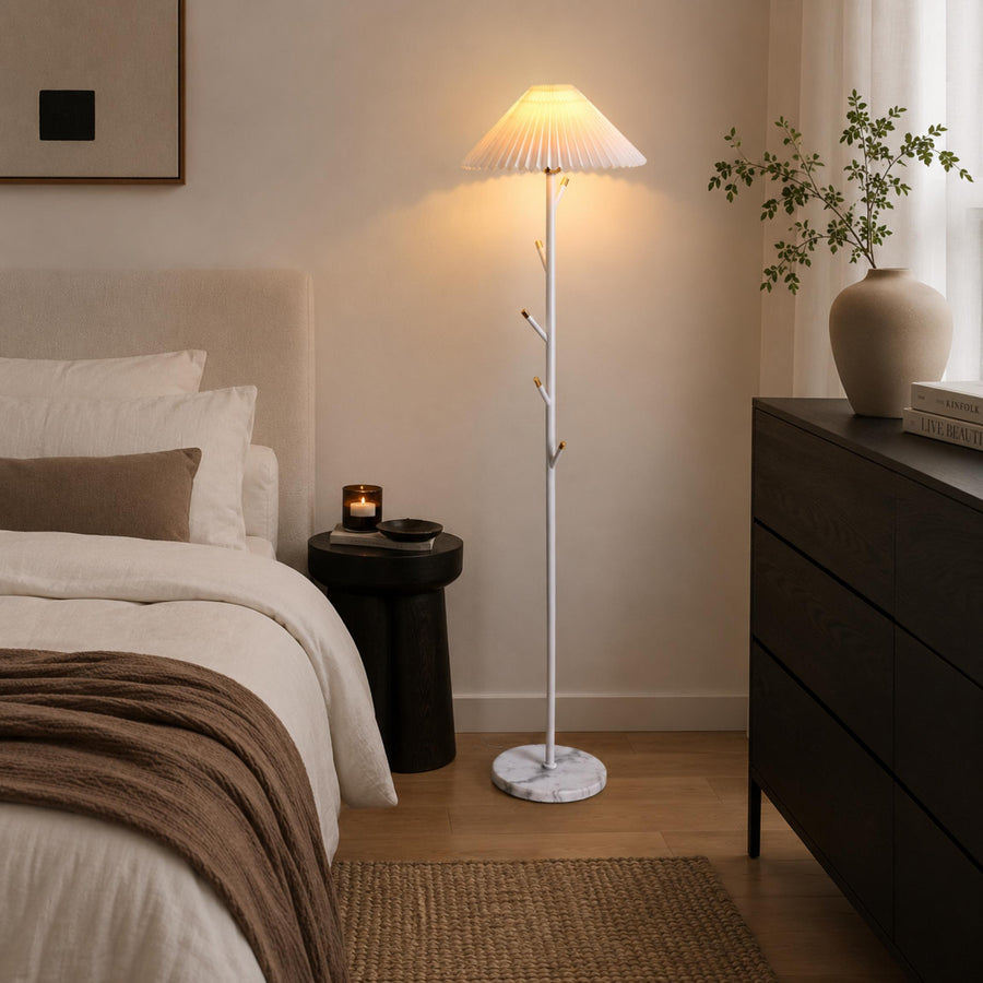 Coat Rack Floor Lamp Black Iron Adjustable LED Light