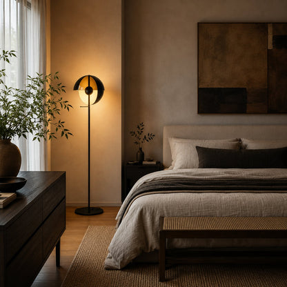 Iron & Acrylic Floor Lamp Adjustable Shade Dimmable LED