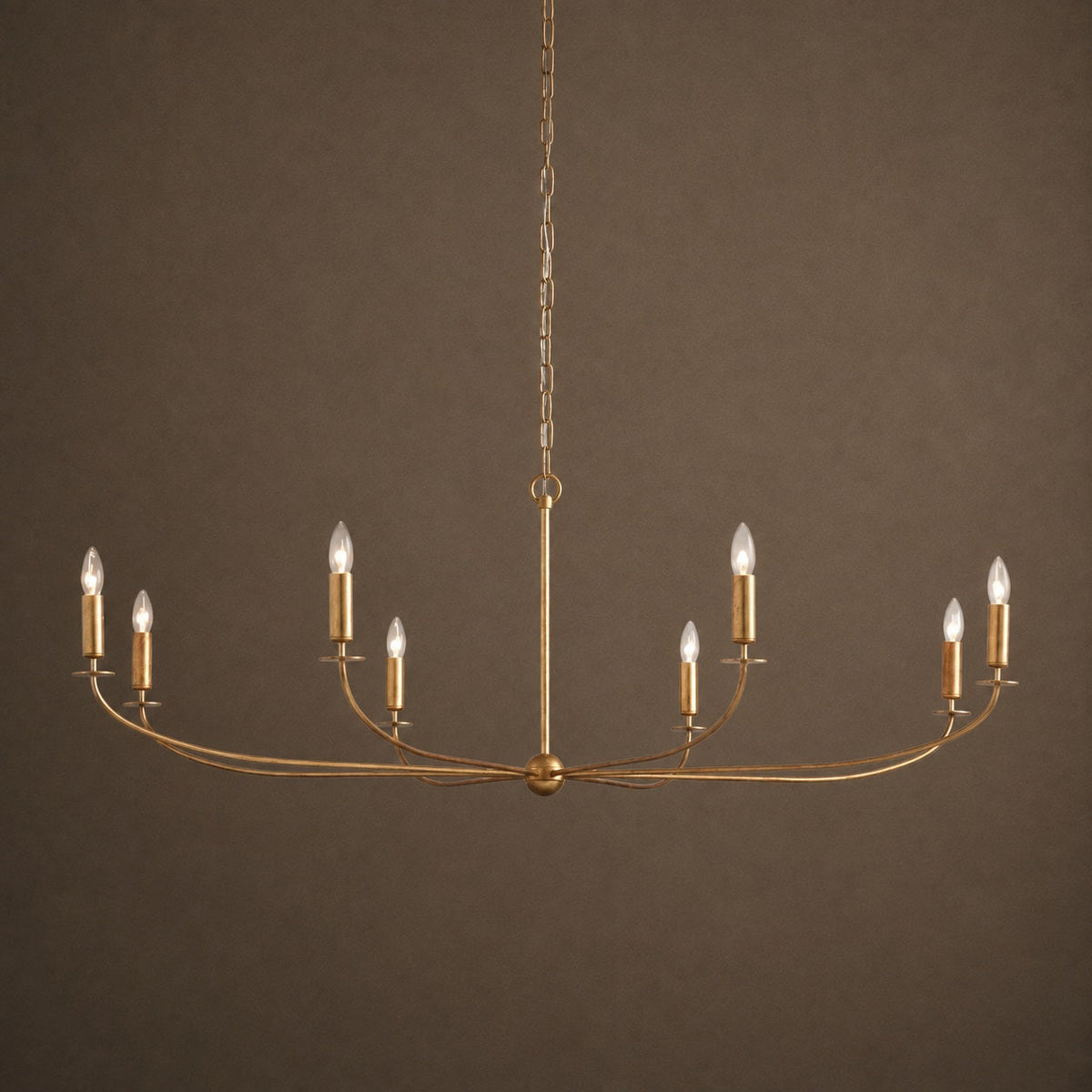 Large Antique Gold Leaf Round Chandelier