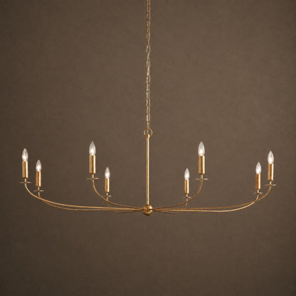 Large Antique Gold Leaf Round Chandelier