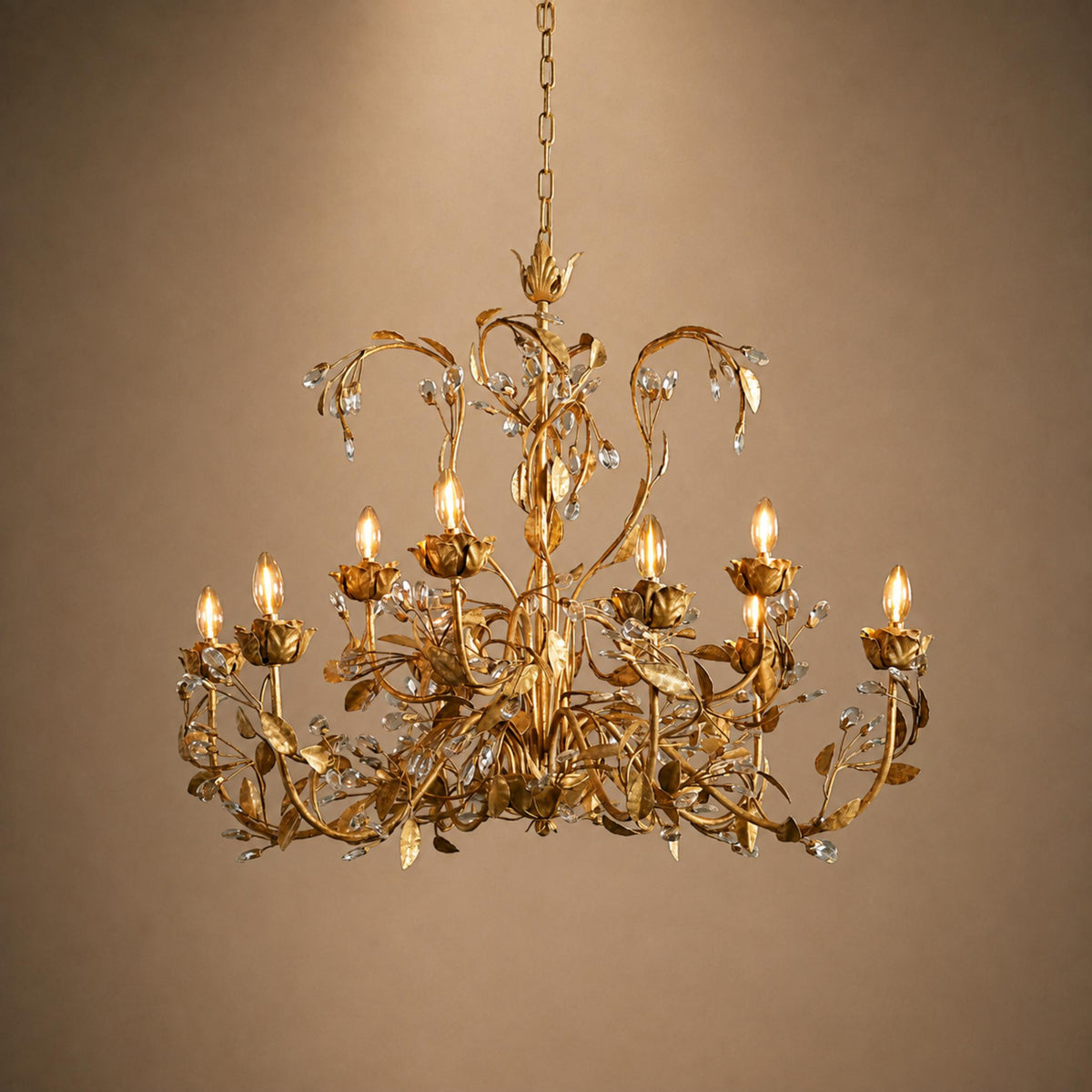 Luxury Crystal Leaf Round Chandelier