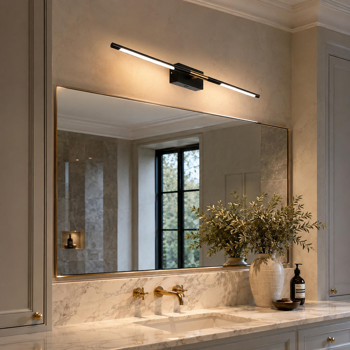 Electroplated Black LED Vanity Bar 60cm/100cm Gold Accent Mirror Light