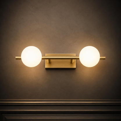 Copper Milk Glass LED Vanity Bar 2–5 Head Three-Colour Bathroom Light